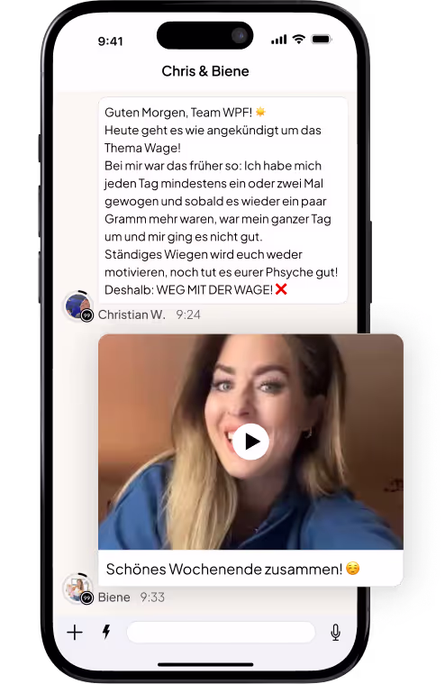 iPhone zeigt den Chat mit Chris und Biene in der WPF Community App